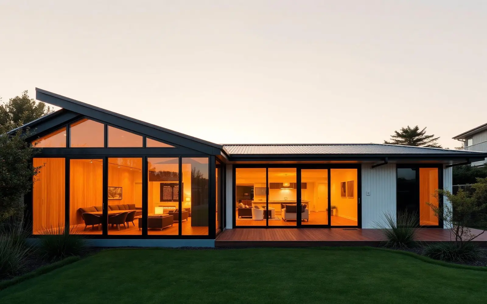 Modern New Zealand home with large double-glazed aluminium windows