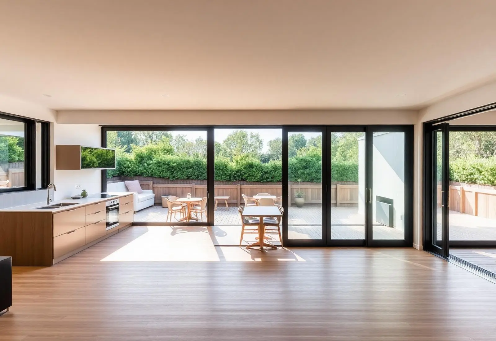 Bright NZ interior with double-glazed aluminium doors